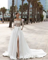 Robe de mariée trapèze sans bretelles pour femme, magnifique robe de mariée élégante, sexy, appliques, quelle que soit la princesse formelle, fête sur la plage, 2024