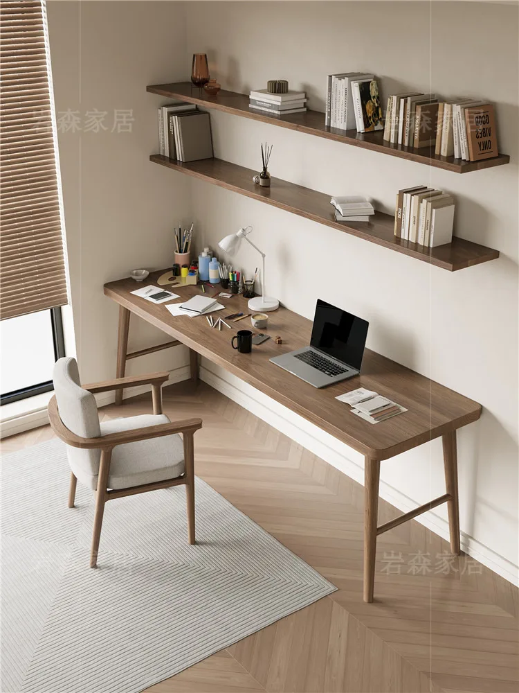 Nordic all solid wood household long computer desk bedroom double desk student writing table modern simple desk