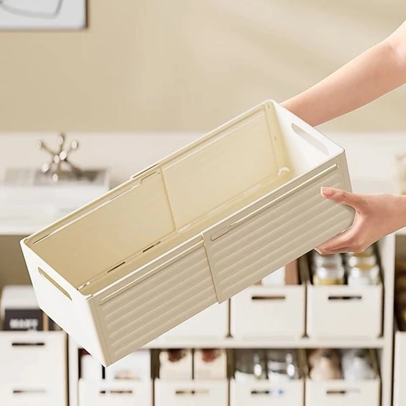 Drawer Basket Telescopic Storage Box Slide Organizer Basket Cabinet Kitchen Drawer Container Household Organization Closet