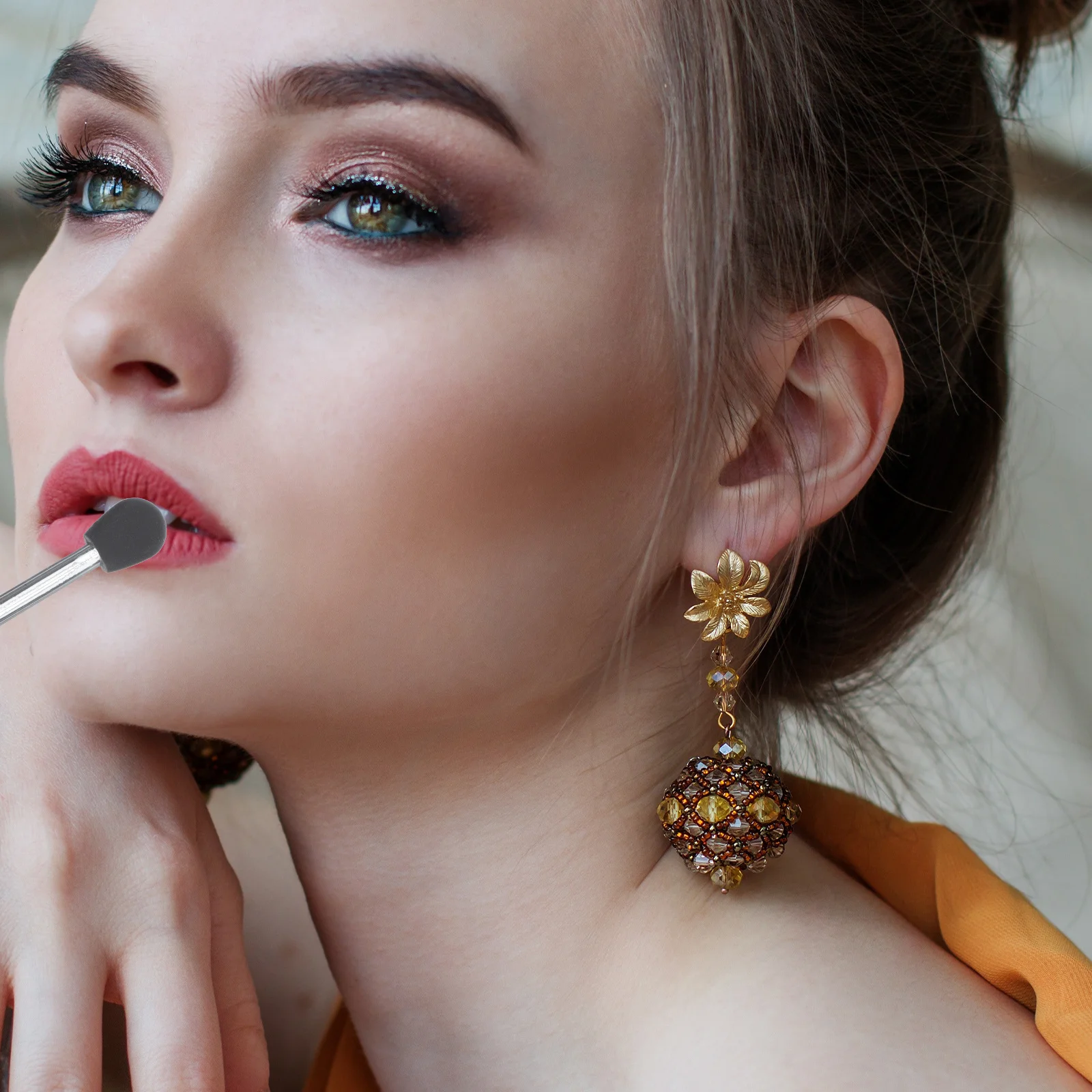 20 pezzi pennello per rossetto in silicone applicatore per ombretto strumento per trucco a forma di microfono pennello per labbra professionale