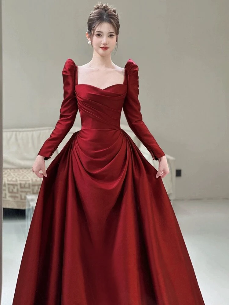 

Red Wedding Dr Luxury Engagement Evening Gown Fem High-End Sensation Summer Return Home Casual Ele Ball Dr