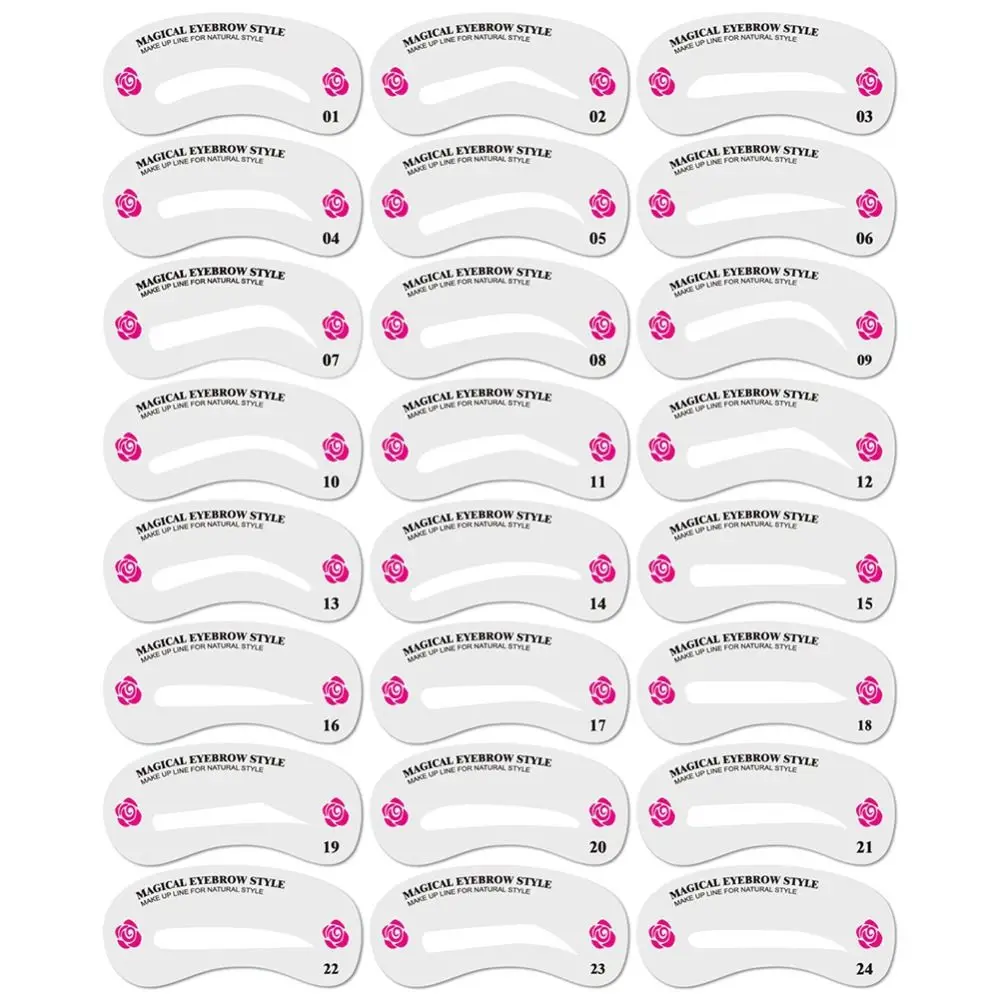 24 Styles/set Makeup Tool DIY Styling Card Eyebrow Stencil Set Shaping Grooming Template EyeBrow Drawing Guide Reusable