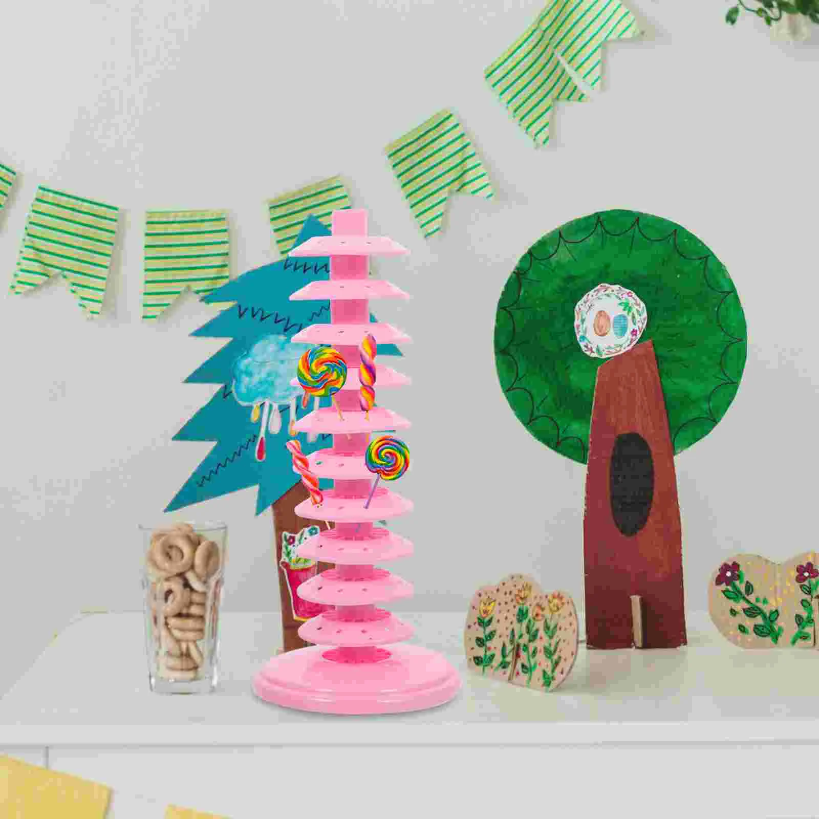 Porta lecca-lecca Stand Ornamento per feste Lecca-lecca Base riutilizzabile Caramelle Display per caramelle Organizzatore di dessert multistrato