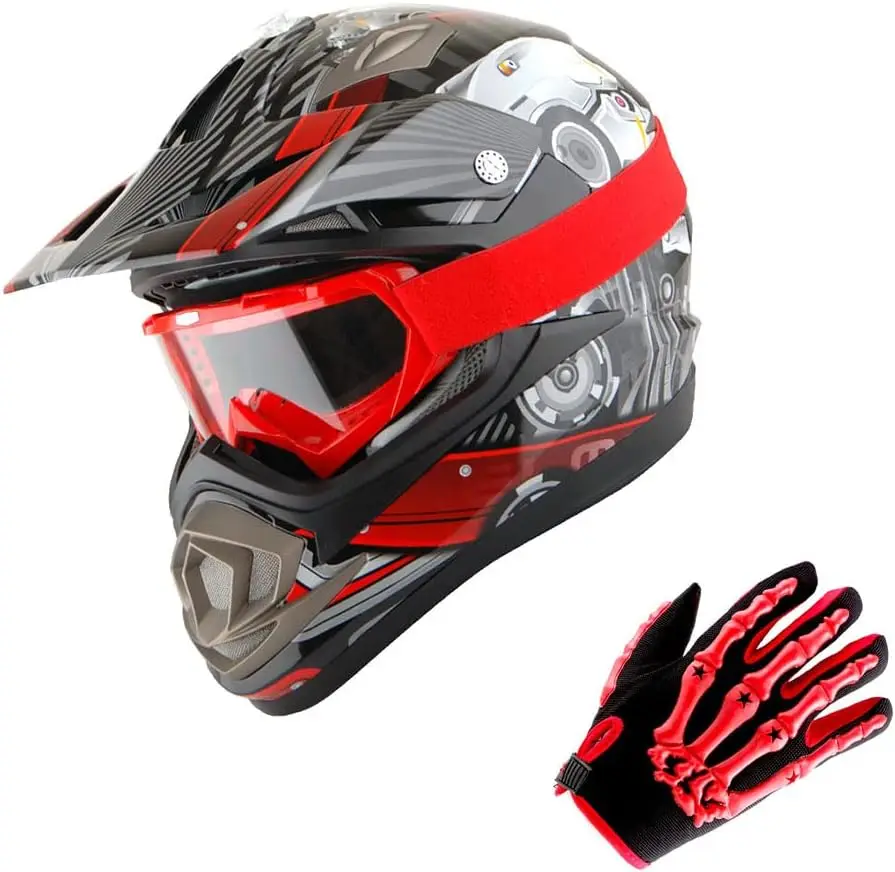 Adult Motocross Helmet Off Road MX BMX ATV Dirt Bike Mechanic HGXP14B Carbon Fiber Black HGXP14B