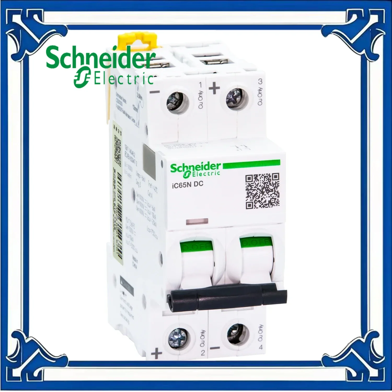 Schneider Acti9 iC65N DC circuit breaker 2P C 1A 2A 4A 10A 16A 20A 25A 32A 40A 63A A9N18216 A9N18220 A9N18225 A9N18232 A9N18240