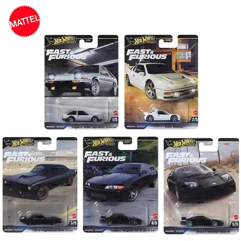 Original Mattel Hot Wheels Premium Car 1/64 Fast & Furious Nissan Skyline GTR Honda NSX-R Vehicle Toys for Boys Collection Gift