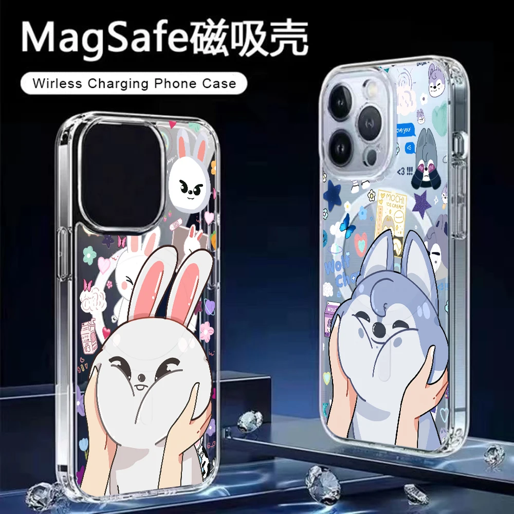 Cartoon K-Kids Strays For Magesafe Magnetic Phone Case for iPhone 17 Air 16 15 14 Plus 13 12 11 Pro Max Clear Cover view 2