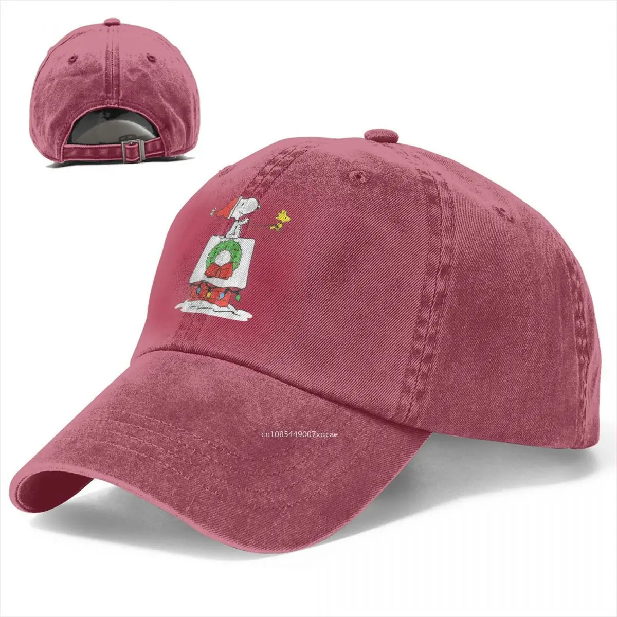 Peanuts Holiday Snoopy's Doghouse Sleigh Men Women Baseball Cap Distressed Cotton Hats Cap Casual Outdoor Travel Snapback Cap