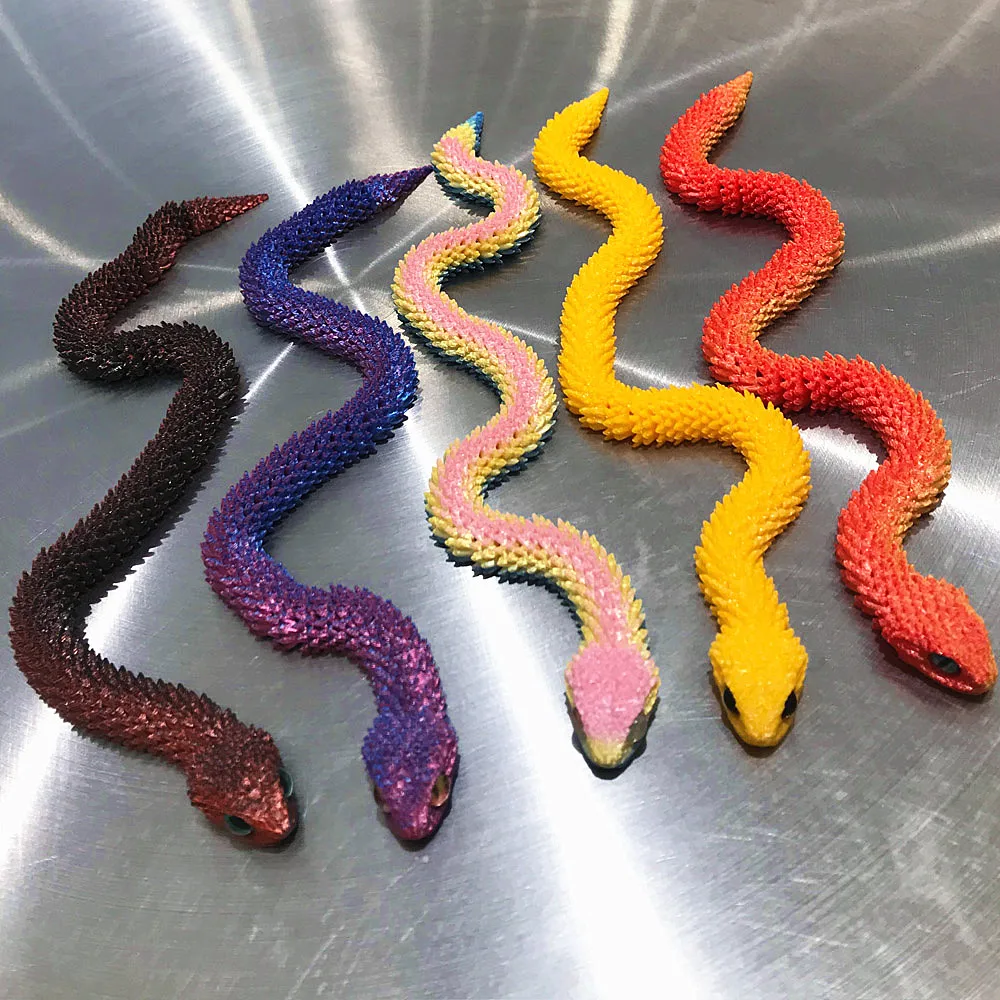 5PCS 30cm 3D Printed Snake Ornament Office Desk Home Shelf Decoration Gift Holiday Ornament Collecti Zodiac Reptile Figurine