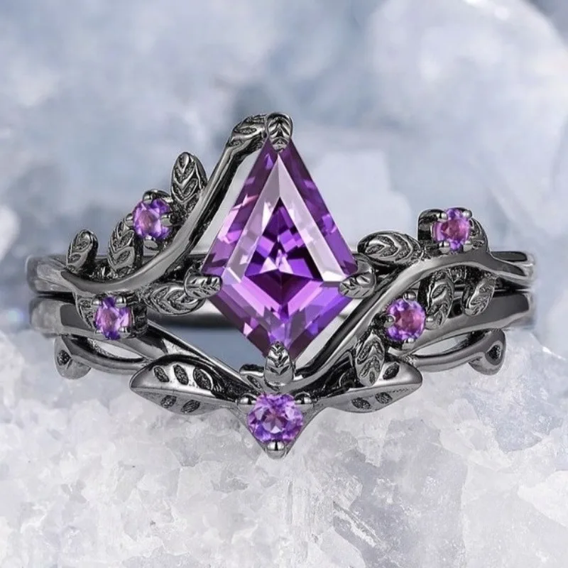 

European American Style New Irregular Rhombus Ring - Creative Branch Cross Gun Black Couple Ring for Women INS Fashion