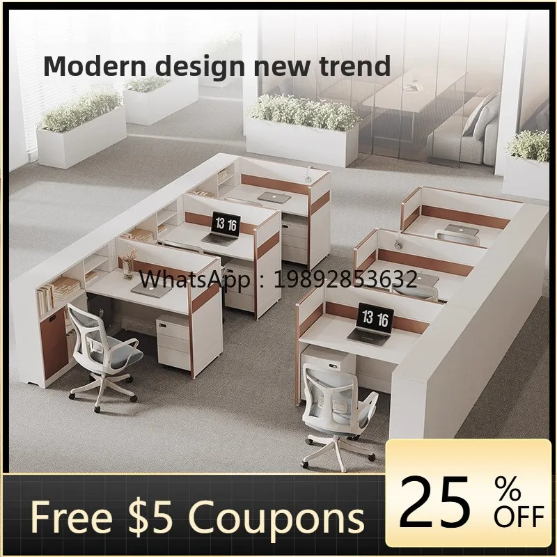 YFY Screen Desk for Customer Service and Finance Staff, T-shaped Office Desk for Three or Four People