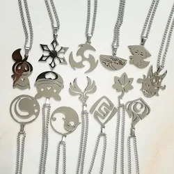New Genshin Impact Necklace For Man Woman Stainless Steel Pendant Party Gift Jewelry Vision Punk Cute Element Street Accessories