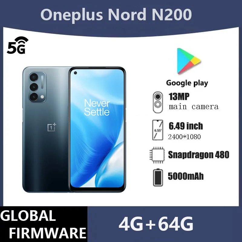 Oppo Oneplus Nord N200 5G SmartPhone CPU Qualcomm Snapdragon 480 Battery capacity 5000mAh 13MP Camera full screen used phone