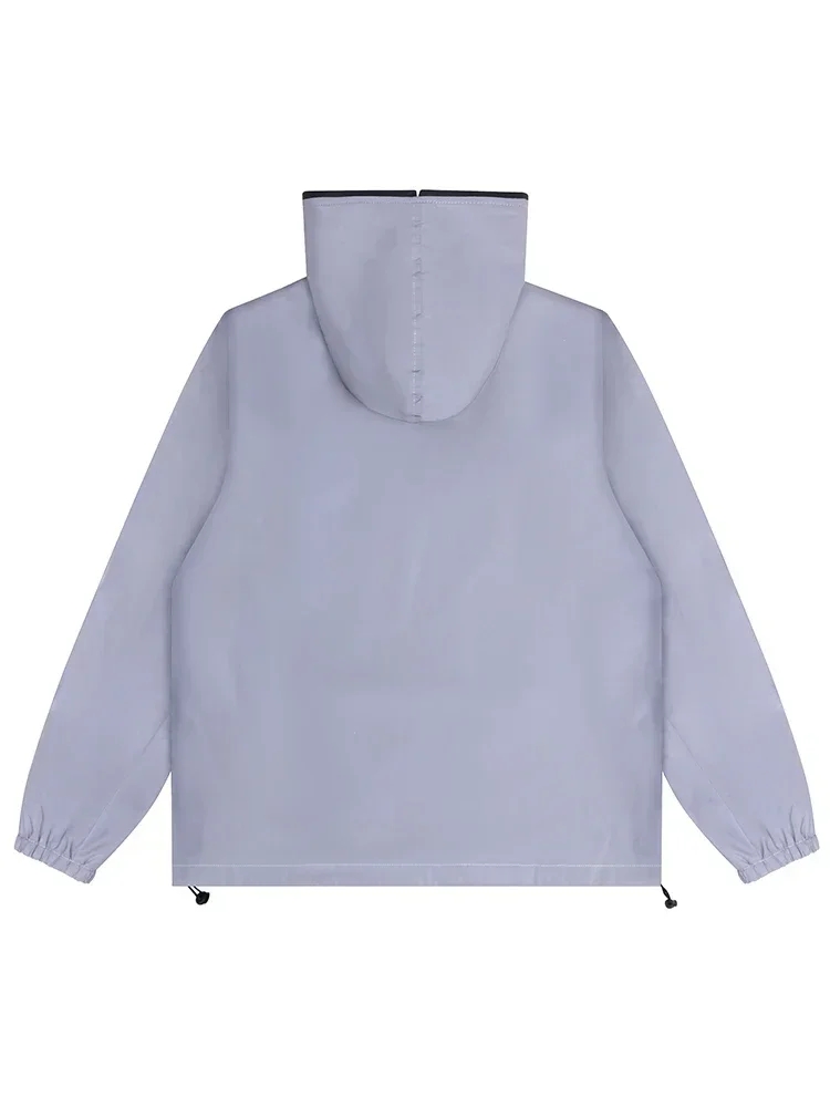 سترات رجالية بغطاء للرأس عاكسة للضوء، معاطف خارجية مقاومة للرياح، تصميم بسحاب، ملابس ركض آمنة لامعة #6