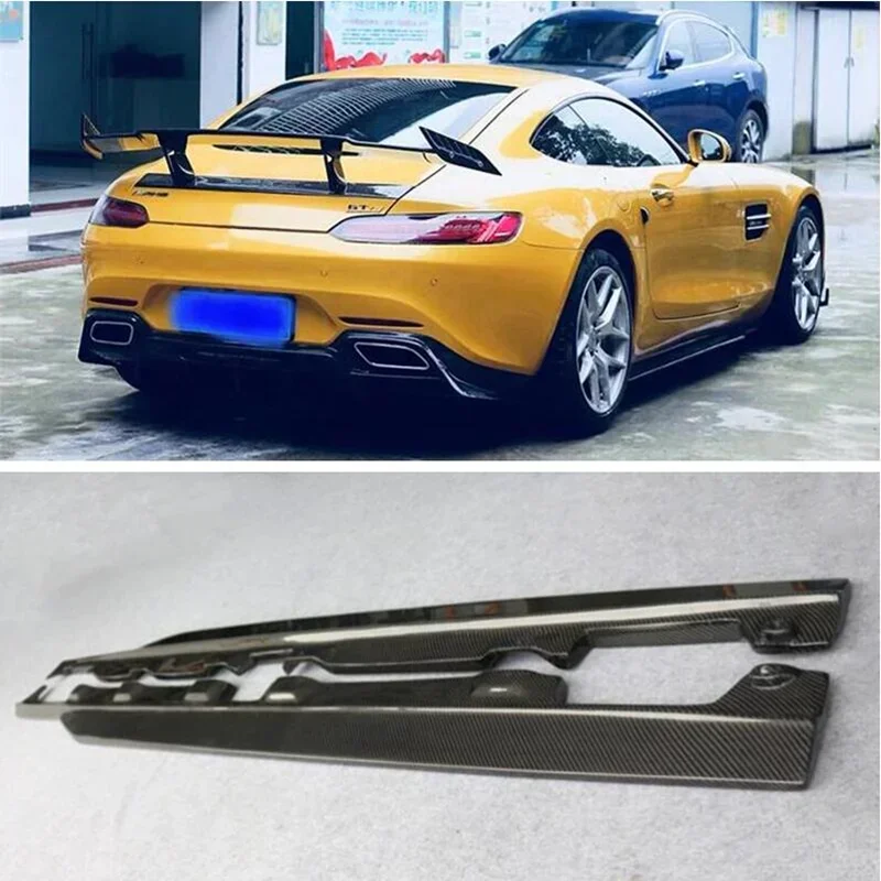 New！ High Quality REAL Carbon Fiber Body Side Skirt Kit Spoiler Lip Splitters For Mercedes Benz AMG GT GTS GTC GTR 2015-2023