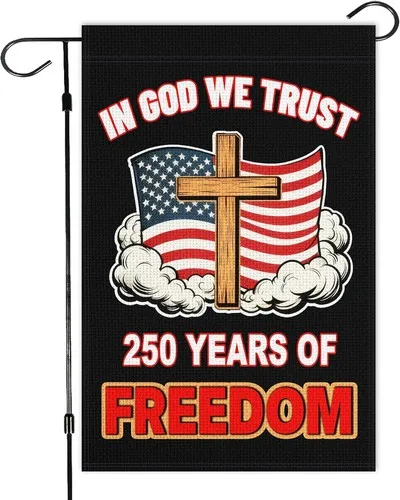 250 Years of Freedom Burlap Garden Flag, 12X18 Inch Patriot Flags for Yard Outdo UUI GGX