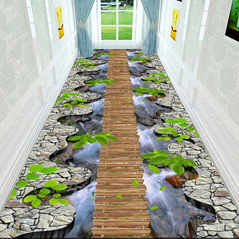 Cartoon City Road Traffic Map Runner Rug Creative Vehicles Corridor Floor Mat