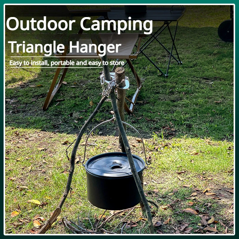 Portable Outdoor Barbecue Camping Stainless Steel Hanger Camping Tripod Hanger Pot Holder Grill Camping Equipment Outdoor