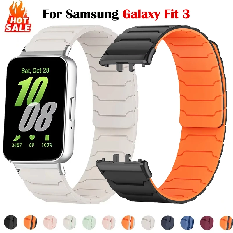 Correa magnética de silicona para Samsung Galaxy Fit 3, Correa ajustable para reloj inteligente Samsung Galaxy Fit 3