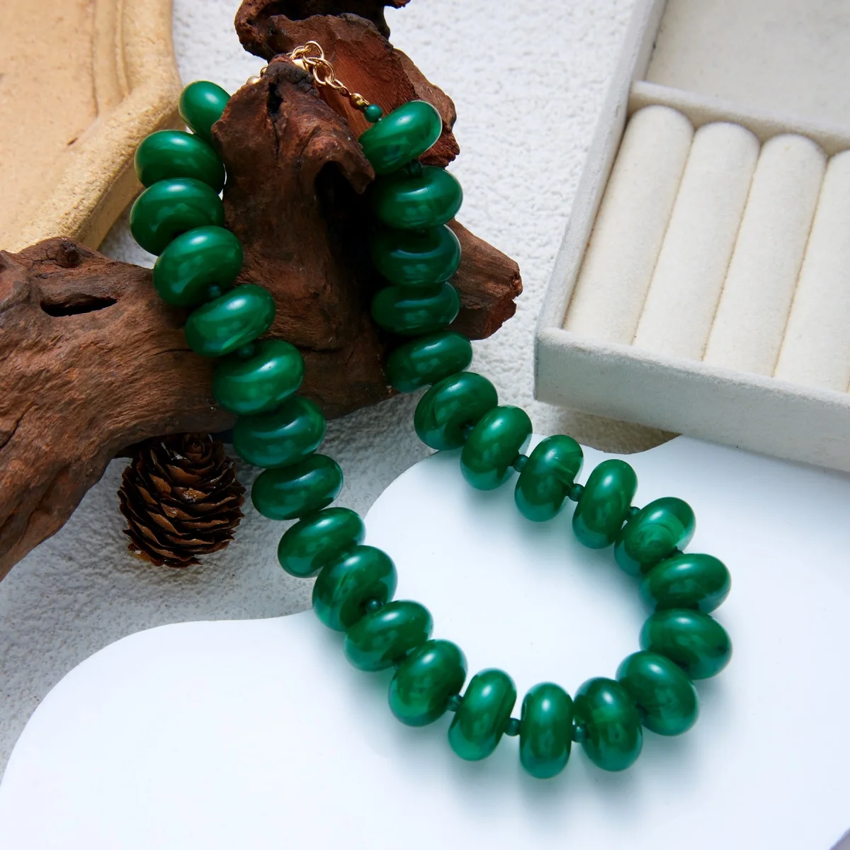 Dopamine Bunte flache, runde Acryl-Perlenkette für Damen und Herren, trendige, einfache geometrische Harzperlen, stapelbarer Choker-Schmuck – Detail 25