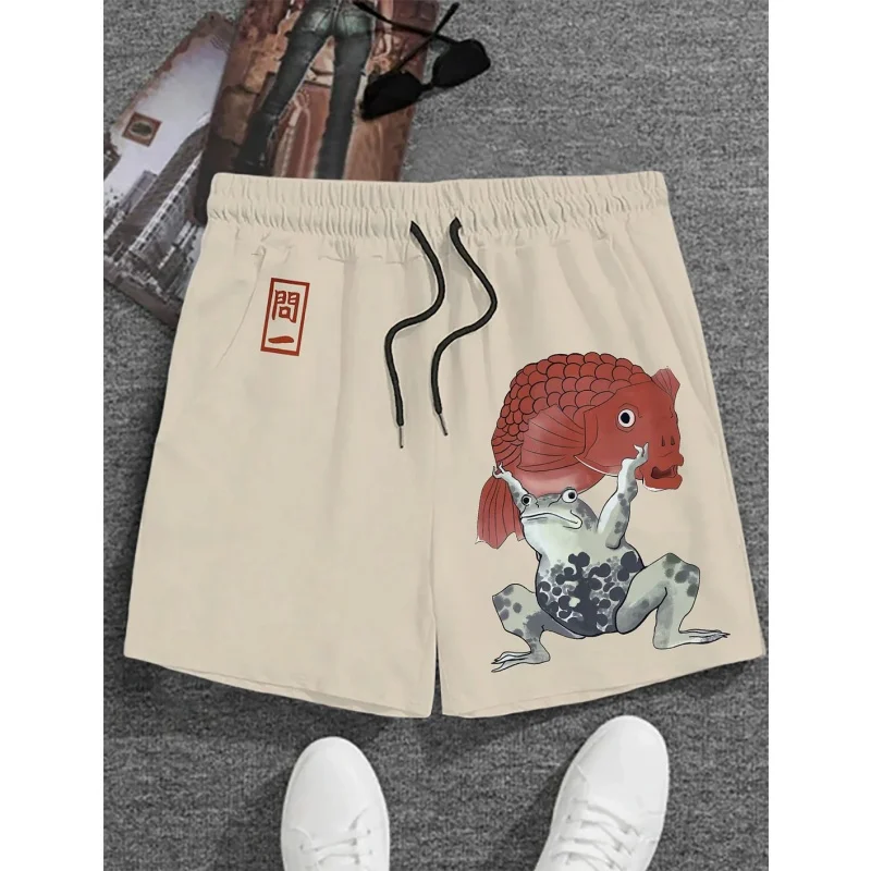 3D Printed Cat Frog Fish Wolf Short Pants For Men Funny Animal Pattern Beach Shorts Summer Casual Street Breathable Swim Trunks
