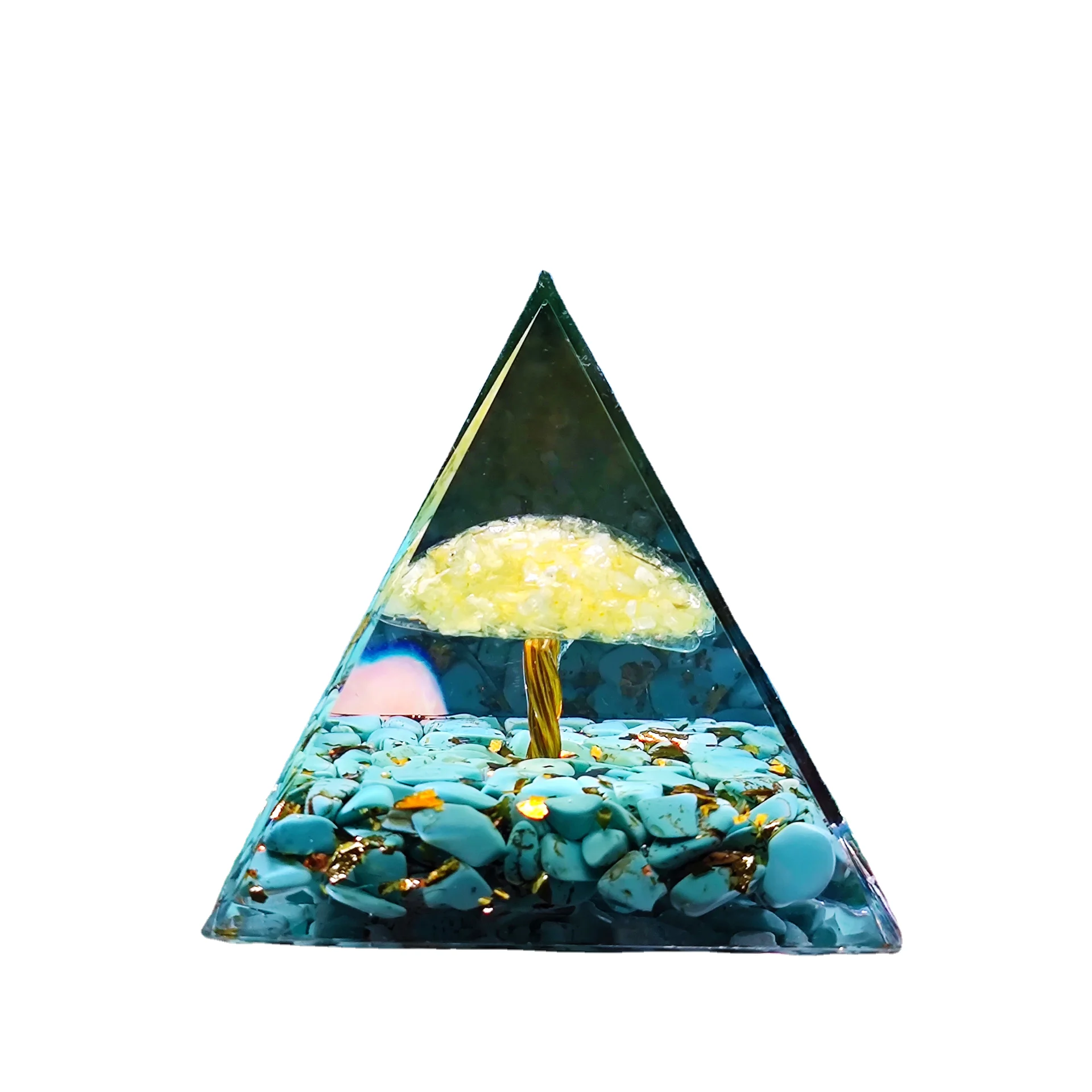 

Crystal Ball Crushed Stone Pyramid Get Rich Good Luck Ogan Energy Home Crafts Resin Decoration Table Feng Shui Ornaments