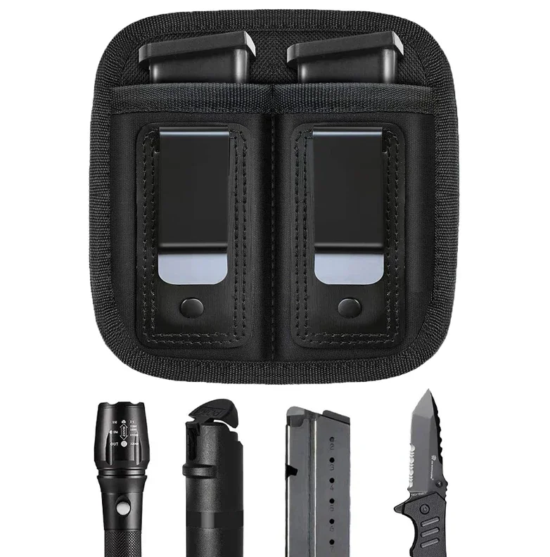 Tactical Nylon Magazine Pouch Holster Pistol 9mm Concealed Carry Mag Case with Clip Glock 19 21 Beretta 92 Handgun Mag Pouch