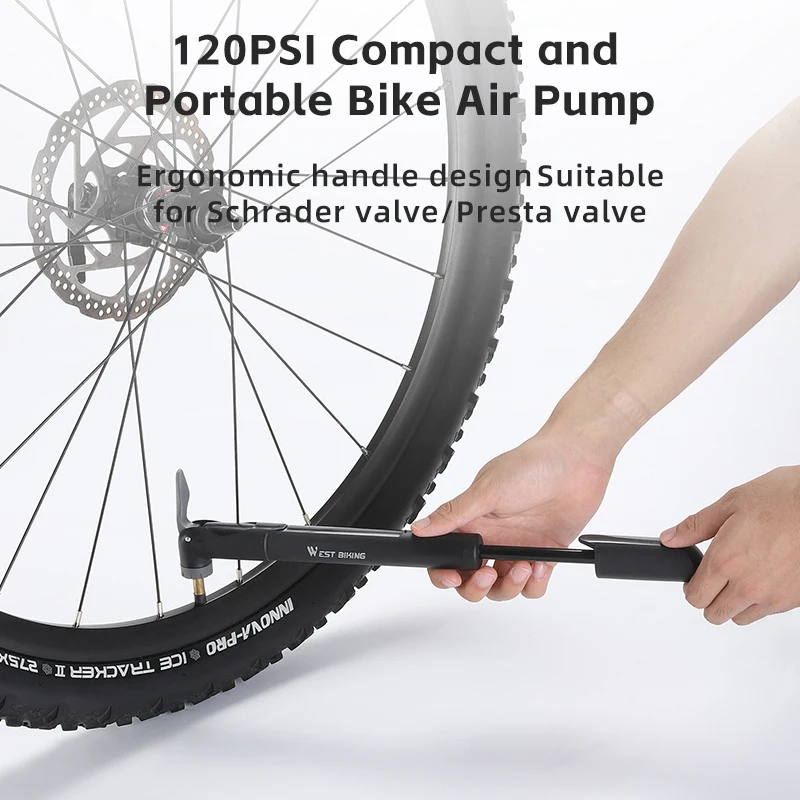 

Mini Bike Pump 120PSI Portable Hand Pump Schrader Presta Valve for MTB Road Bicycle Tire Inflator Cycling Accessories