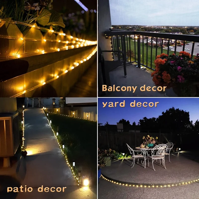 Tubo de luz Solar para exteriores, luces LED solares para jardín, patio, hogar, boda, decoración de árbol de Navidad, 300LED