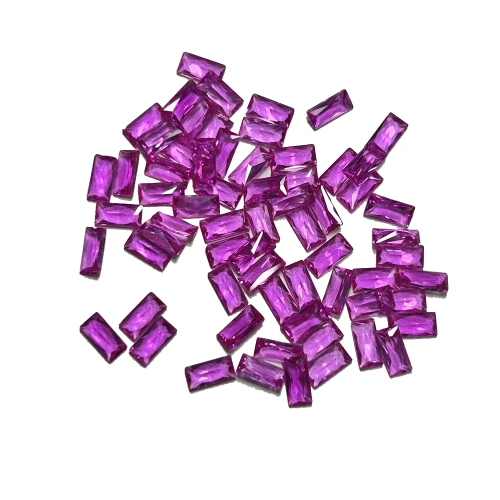 

Baguette princess Cut 2# 3# Ruby Synthetic Sapphire Loose Gemstone for Jewelry