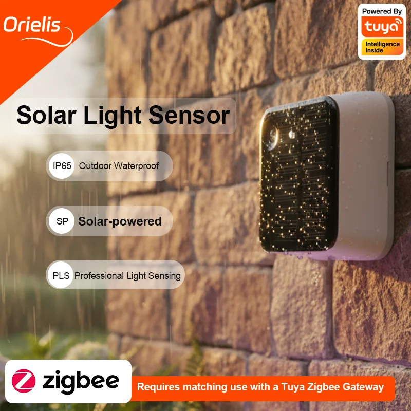 

Solar Light Sensor IP65 Waterproof, Wireless Zigbee Tuya Smart Compatible, 0-83000LUX Detection with Solar Power for Smart Home/