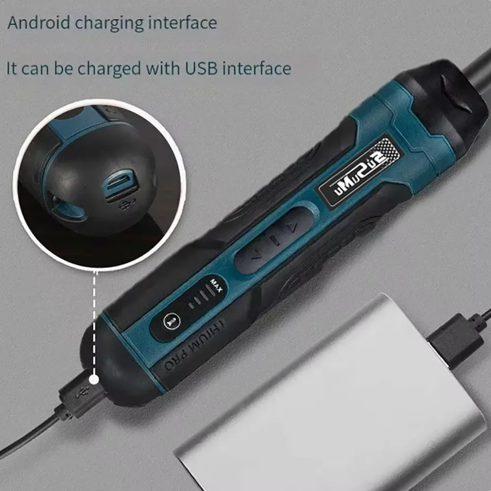 미니 전기 스크루 드라이버 세트 USB 충전식 1300mah 조정 전원 드릴 다기능 분해 토크 수리 도구 키트