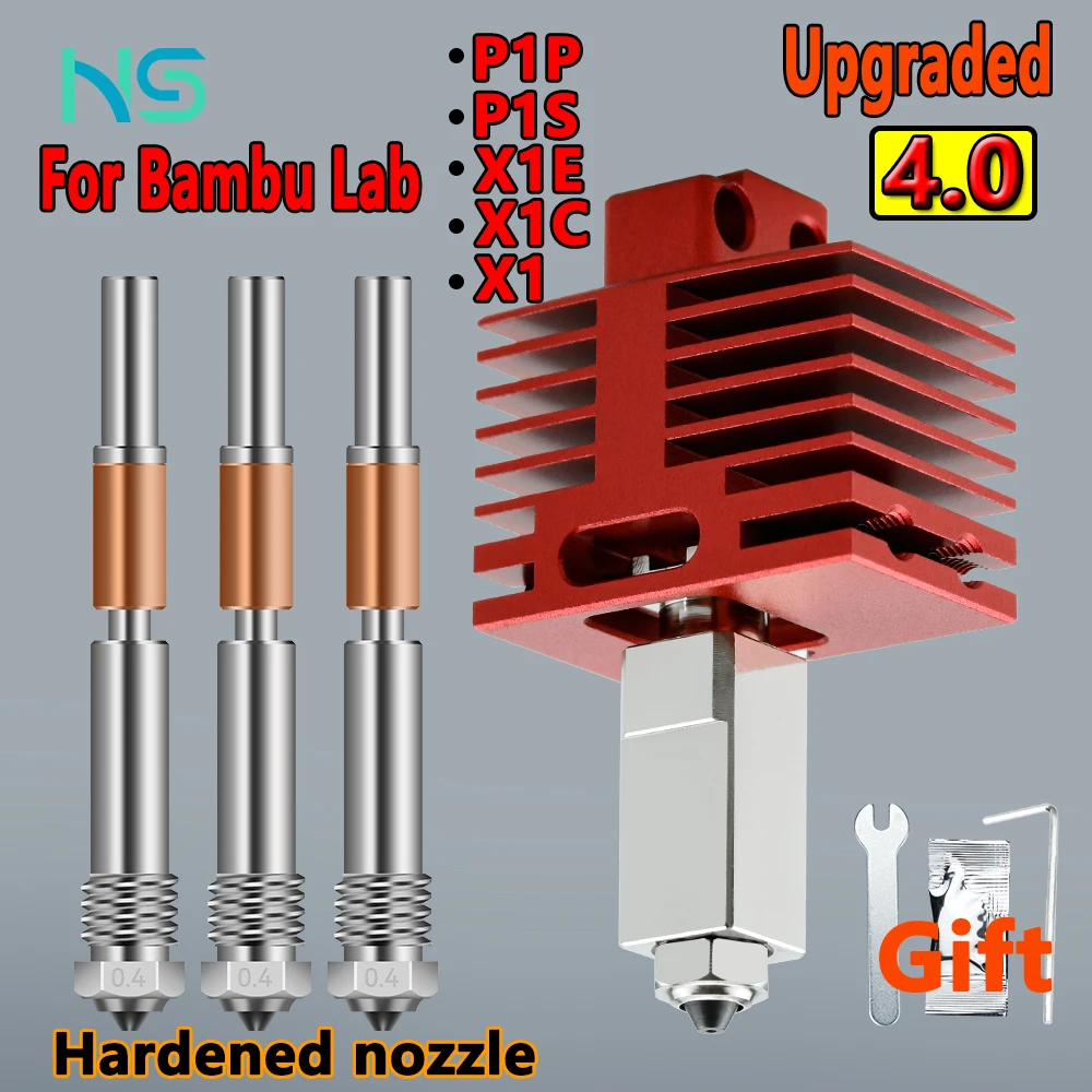 New Upgrade TZ4.0 Hotend for BambuLab P1S,P1P,X1,X1C,X1E One-piece hardened steel nozzle Hot End Kits 3D printer accessories