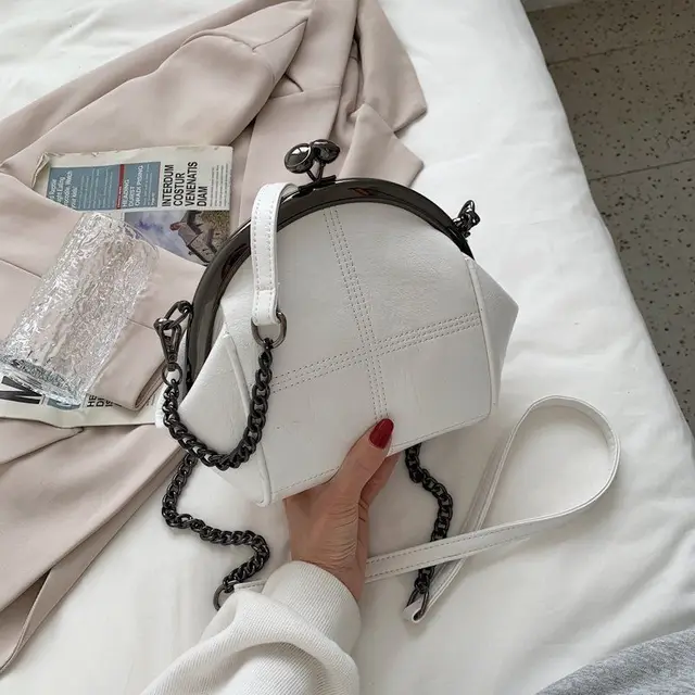 New Vintage dwa paski Shell torba z zamkiem torby łańcuszek damskie torby na ramię Crossbody PU skórzana torebka damska torebki torebki