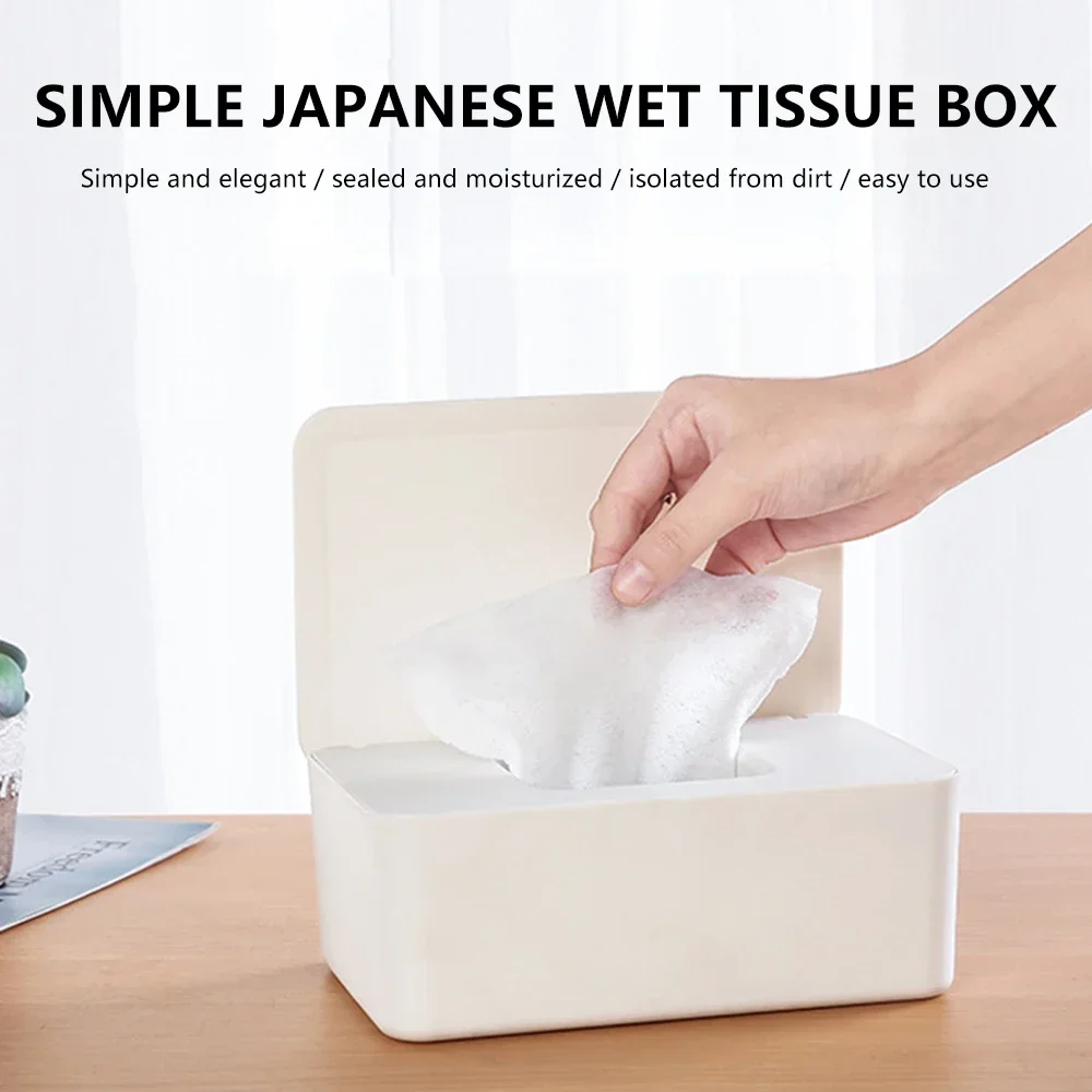 Dustproof Wet Tissue Box with Lid Baby Nappy Wet Tissue Storage Holder Dispenser for Home Car Office Paper Tissue Organizer