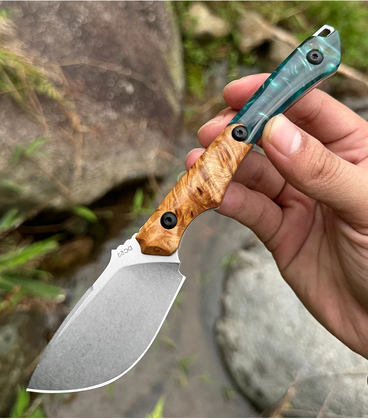 DC53 Feststehende Klinge Messer, Herren-Alltagsmesser (EDC), Outdoor-Camping- und Abenteuer-Messer, Auberginenförmiges Multitool – Detail 9
