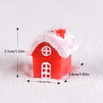 4 ks mini červený vánoční domeček figurka ozdoba miniaturní zahradní vánoční dekorace příslušenství nový rok vánoční dárek 2025 navidad 10 nejlepší prodej figurka z vesnice Noel - №2