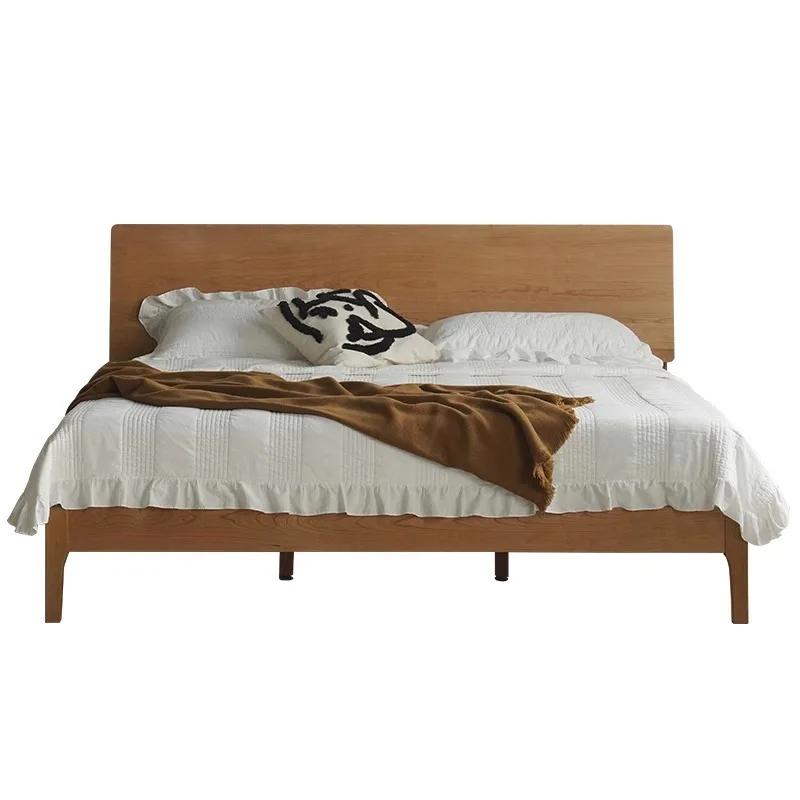 All solid wood master bedroom Japanese modern simple double medieval oak bed