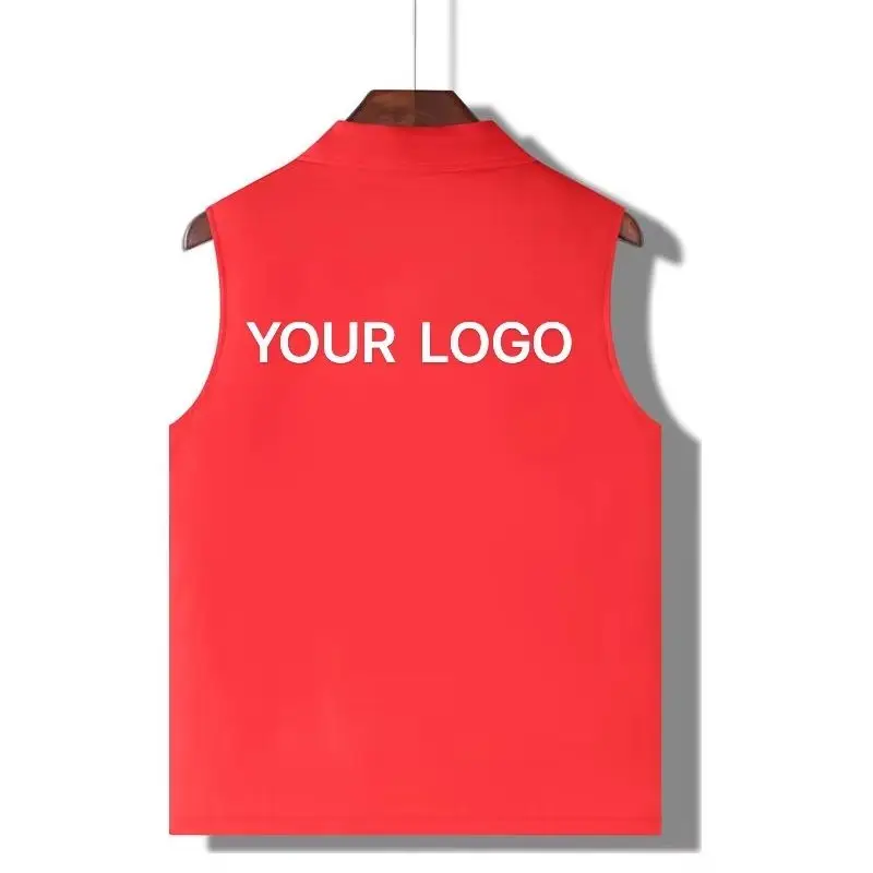 Safety vest for construction site workers' work clothes with breathable fabric and custom logo printing