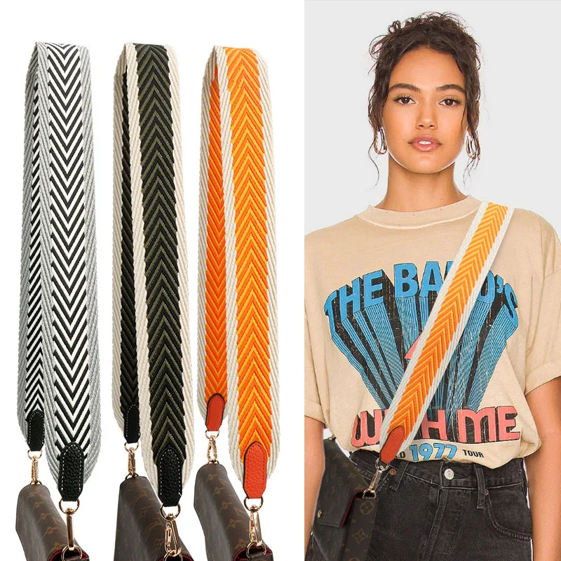5cm Colorful Striped Wallet Accessory Polyester Cotton Bag Chain Replacement Wallet Shoulder Strap Crossbody Strap