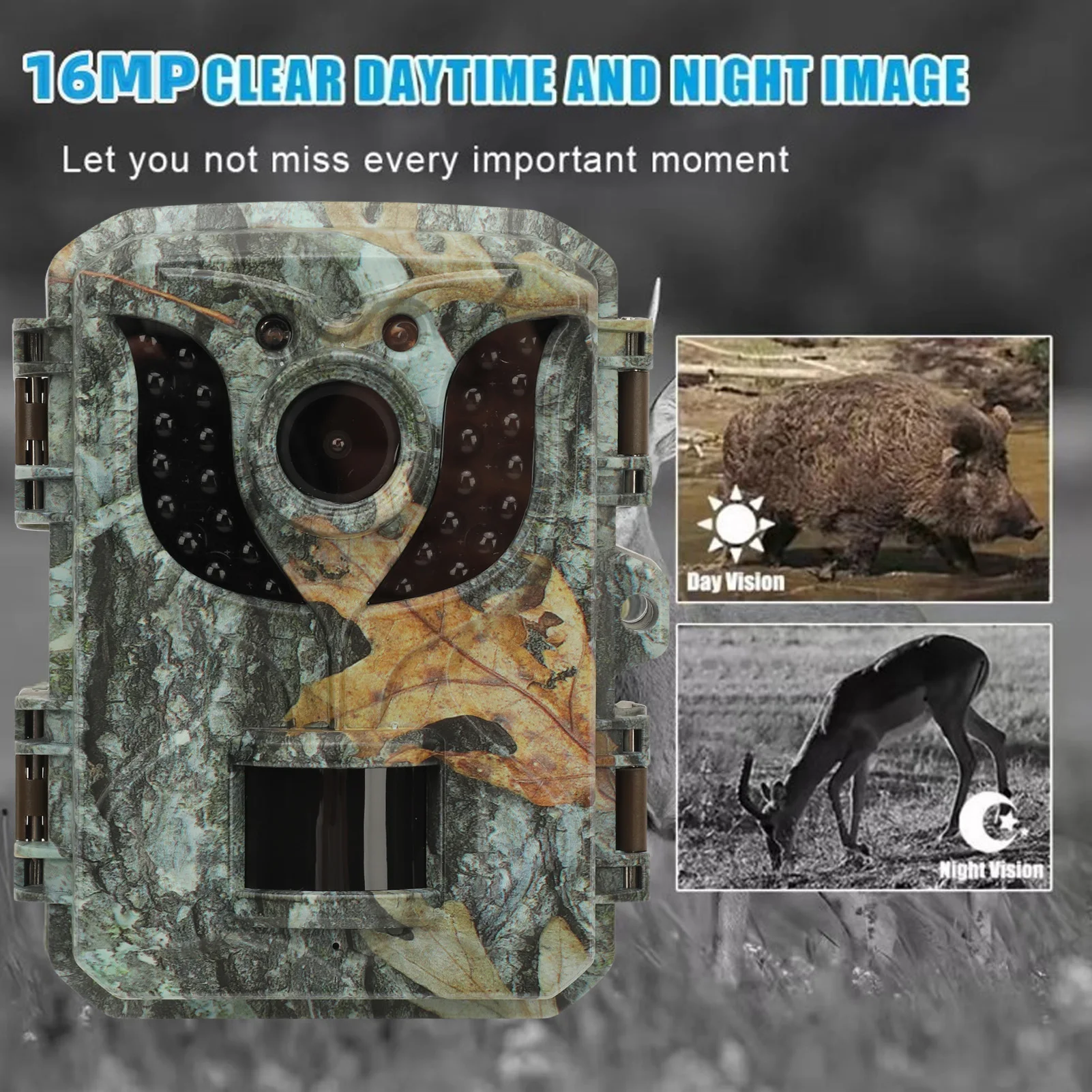 Trail Camera 2.0 In Color Screen Motion Activated Metal and ABS 0.2s Trigger Speed Hunting Camera Night Vision for Livestock