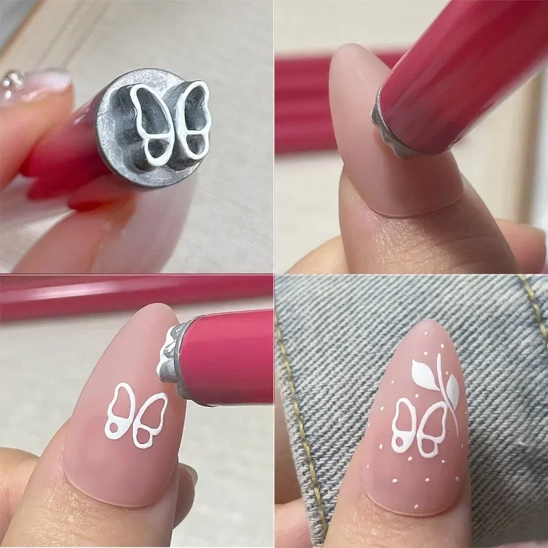 Conjunto de canetas para estampagem de nail art, pontas de aço inoxidável, sem perfume, com padrões de flores e geométricas para manicure e pedicure DIY