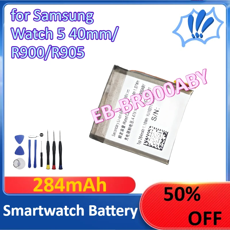 

Smartwatch Battery for Samsung Watch 5 40mm/R900/R905 EB-BR900ABY 284mAh with Tools