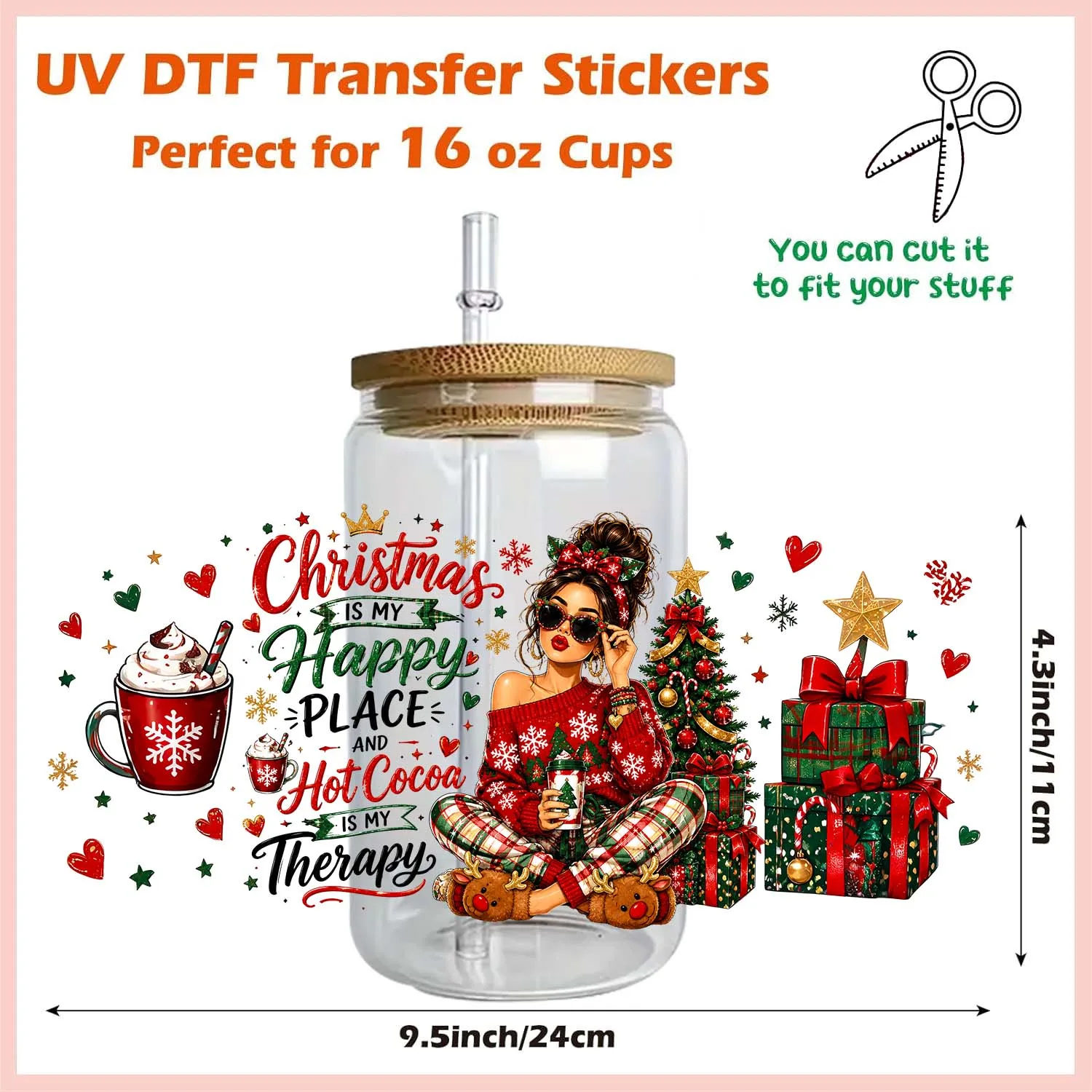 Cool Boos Girls Vibe Rub On 16oz UV DTF Transfer Sticker Waterproof DIY Decals 3D Transfers UVDTF Sticker 16oz UV DTF Cup Wraps