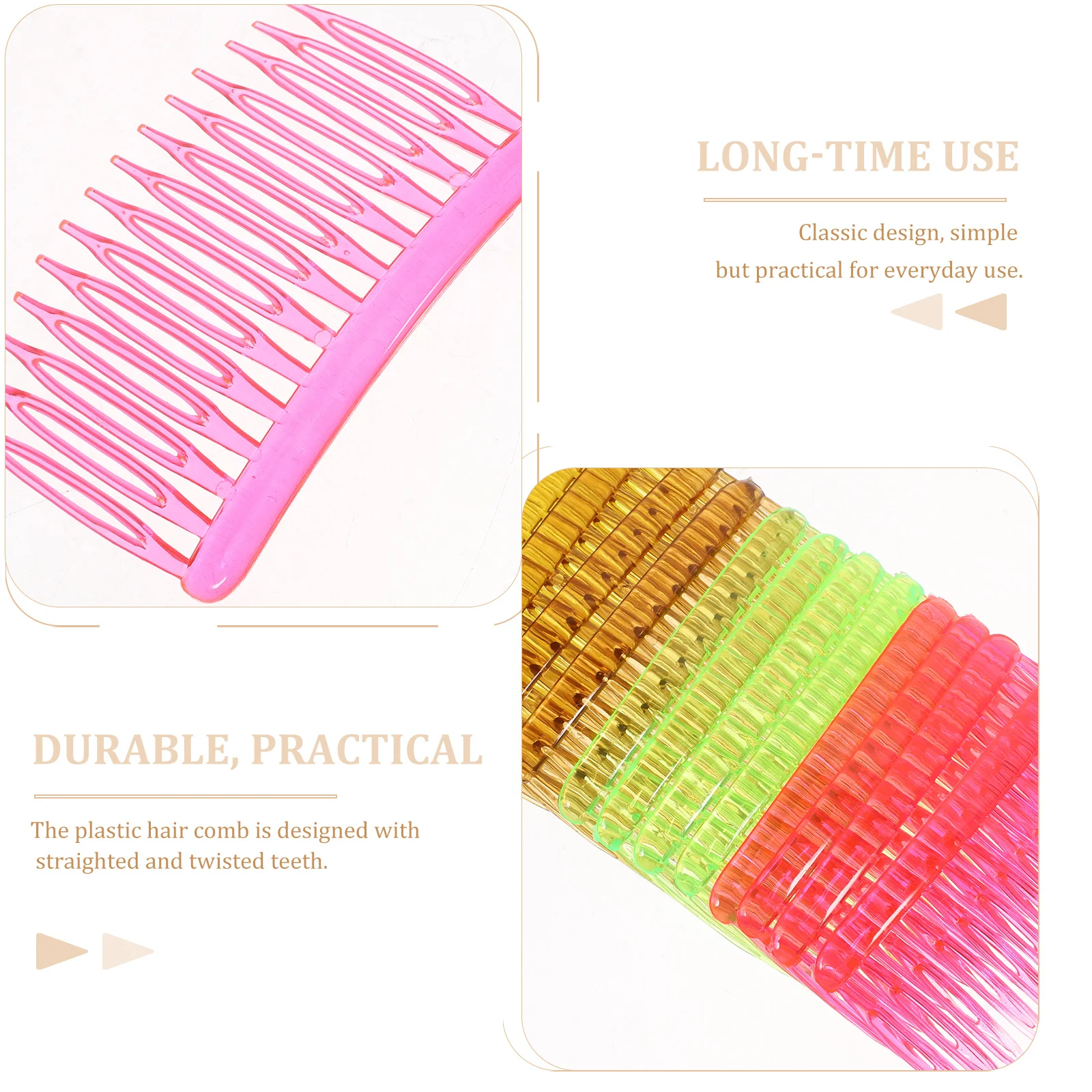 

12Pcs Plastic Wave Hair Comb Clips Colored Strong Lightweight Side Hair Clip Accessories for Women Classic Slide Hairclip