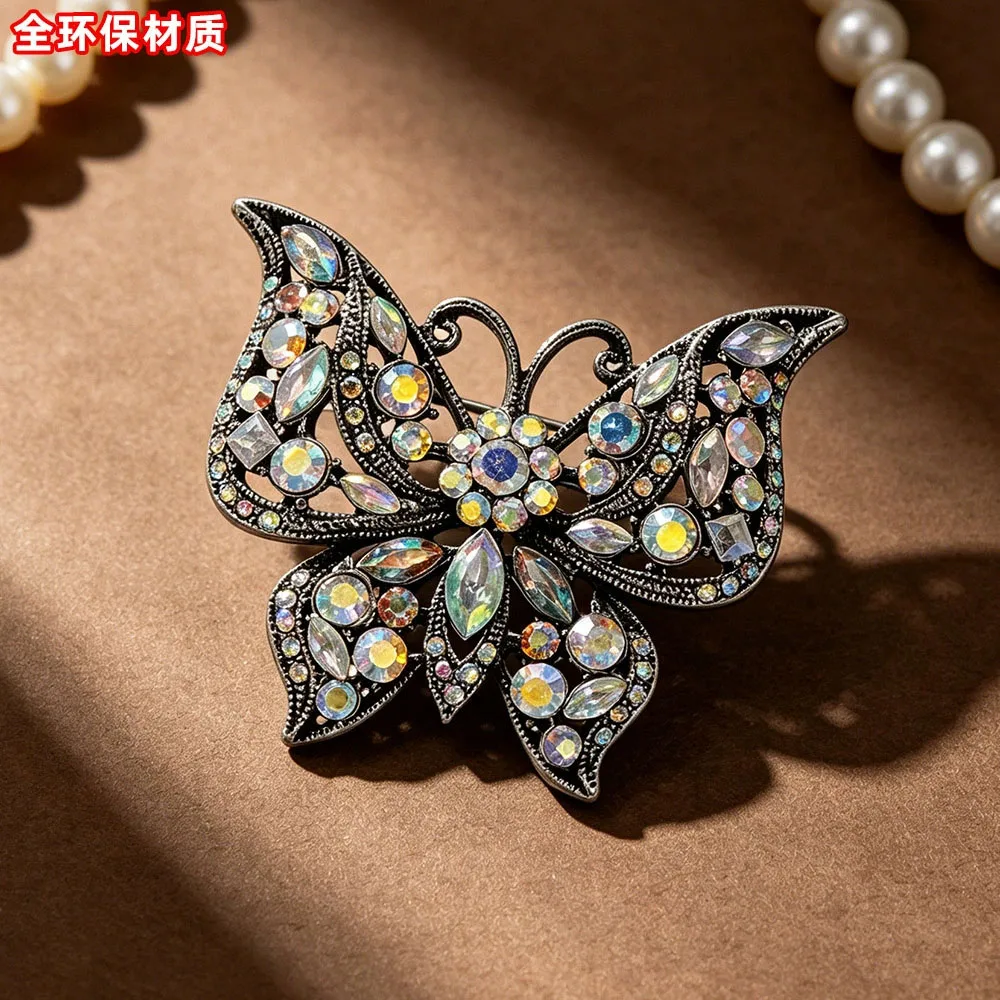 Exaggerated Personality Creative Butterfly Alloy Diamond Embedded Brooch Pin Fashion Accessory Pin Female Wardrobe Essential