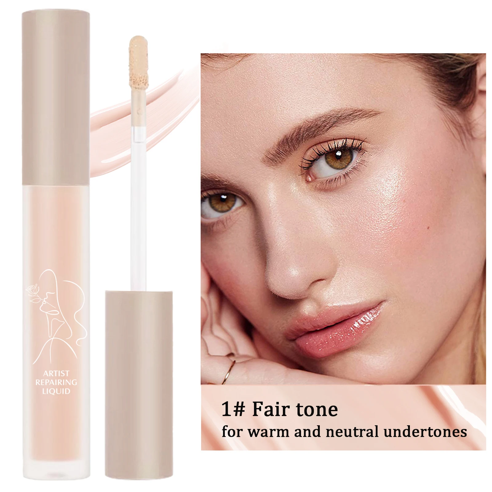 Amococo 2 Pcs Liquid Concealer Full Coverage Buildable Lightweight Sweat Resistant Long Lasting Dark Circle Blemish Concealer for All Skin Types