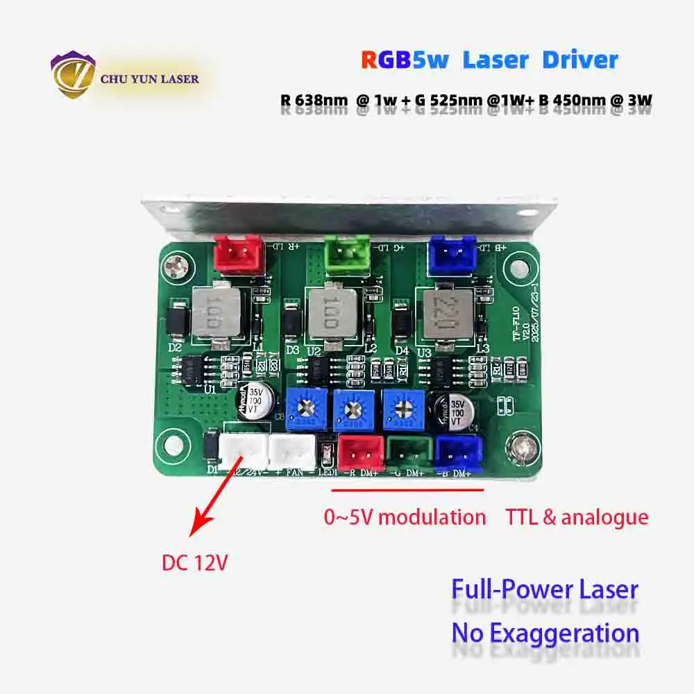 RGB5w Farblasermodul mit Netzteil TTL & ANALOG optional