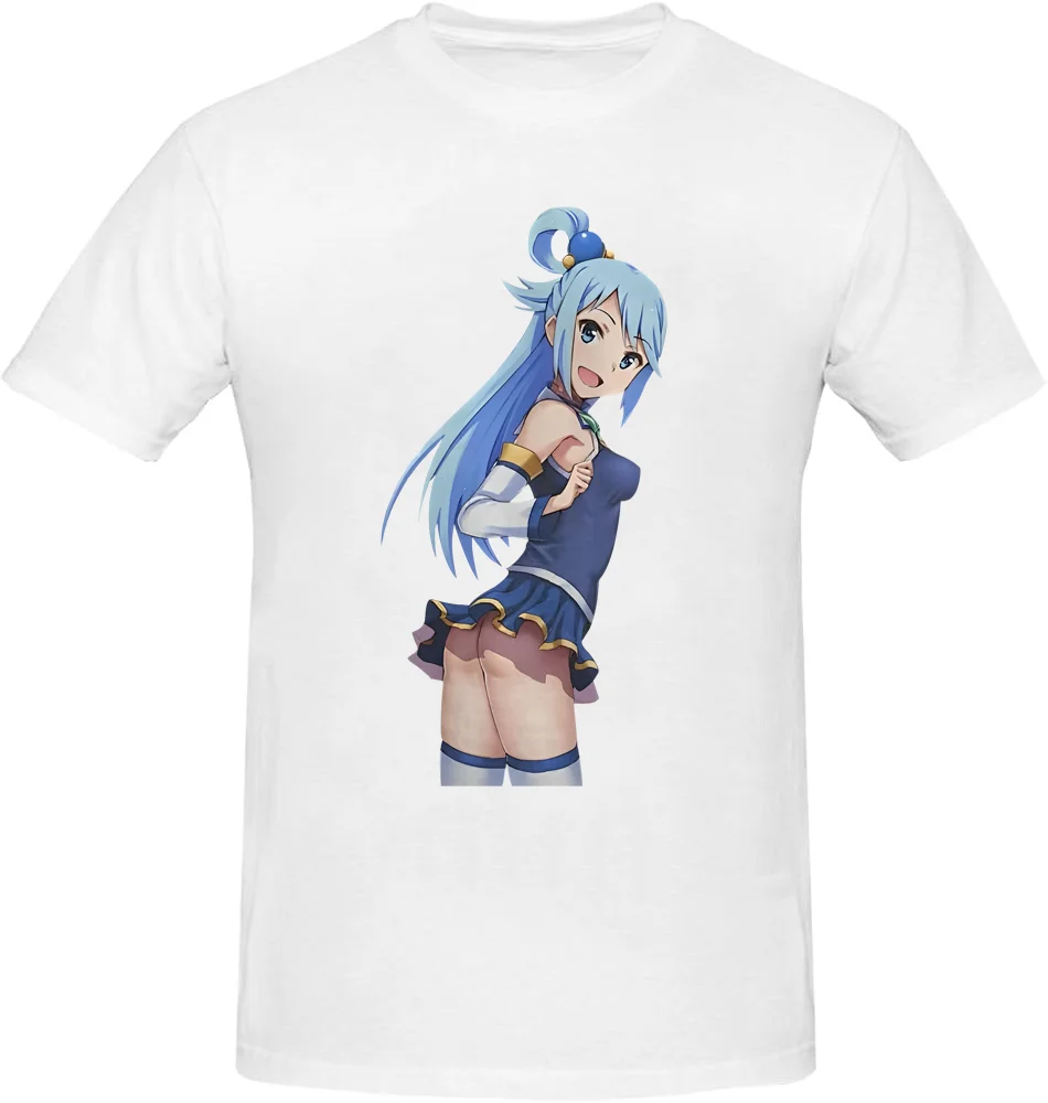 Anime Konosuba Aqua T-shirt Zomer Katoen Ronde Hals Fashion Tee Cool Casual Tops