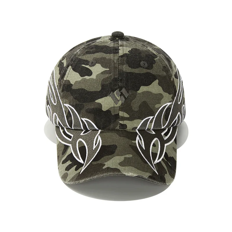 American Style Trendy Brand Hat for Women Embroidered Flame Wings Baseball Cap Sunshade Sun Protection Personality Baseball Hat